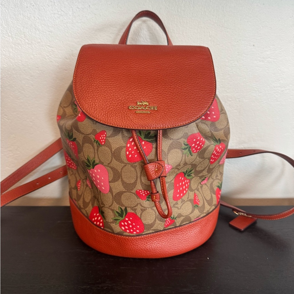 Coach Red and Tan Backpack with Signature Design